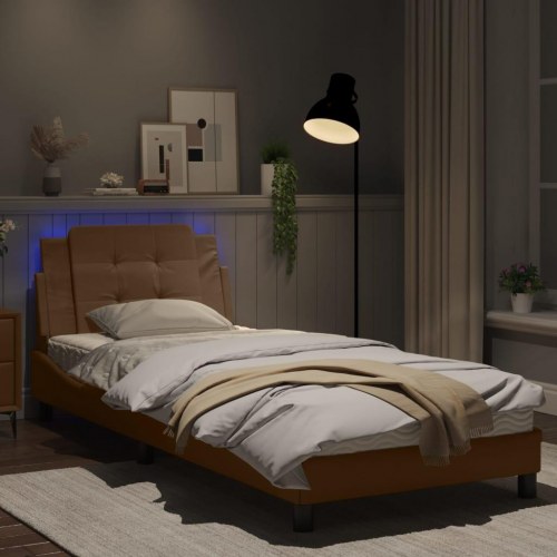 Sengeramme med LED Zadar 90 x 200 cm - cappuccino