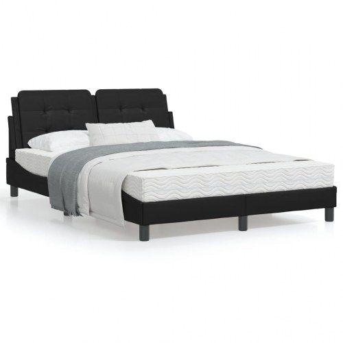 Sengeramme med LED Zadar 140 x 190 cm uden madras - sort