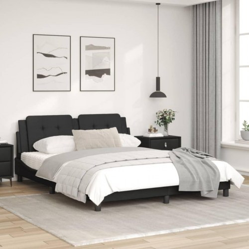 Sengeramme med LED Zadar 160 x 200 cm uden madras - sort