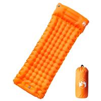 1-personers campingmadras med pude selvoppustelig orange