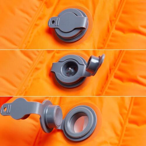 1-personers campingmadras med pude selvoppustelig orange