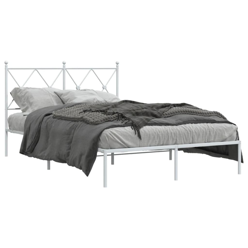 Sengeramme med sengegavl 120x190 cm metal hvid billede