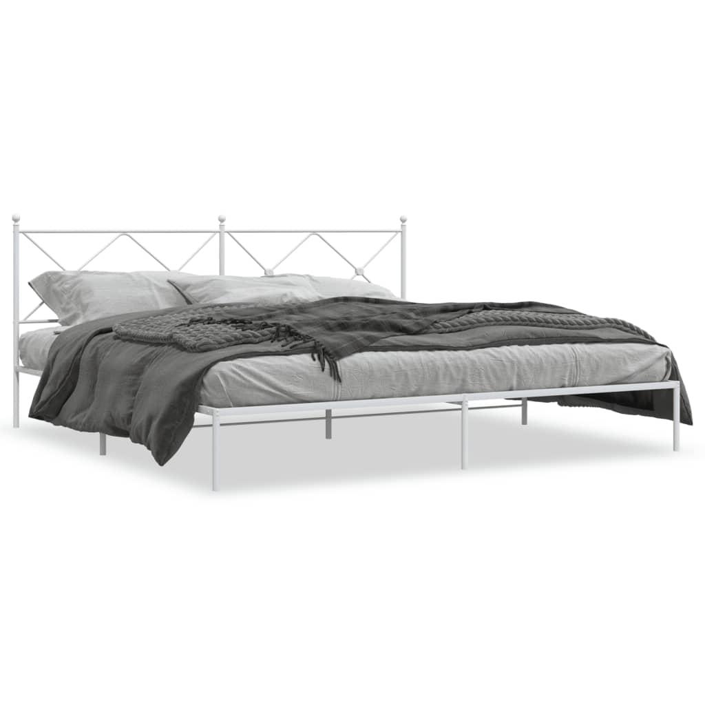 Sengeramme Med Sengegavl Og Fodgærde Metal Hvid - med hovedgærde / 193 x 203 cm