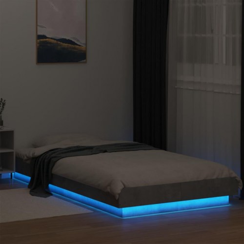 Sengeramme med LED-lys 90 x 190 cm - betongrå