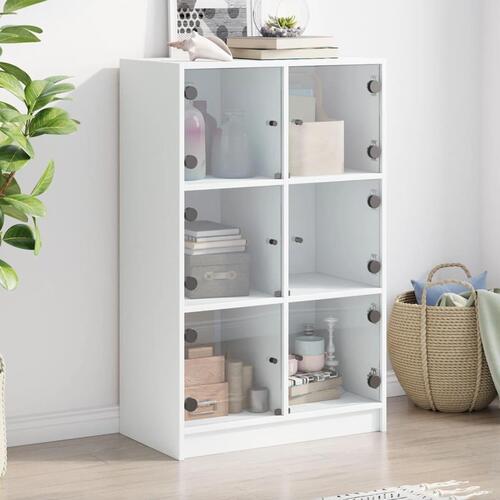Skab med låger 68x37x109 cm konstrueret træ hvid