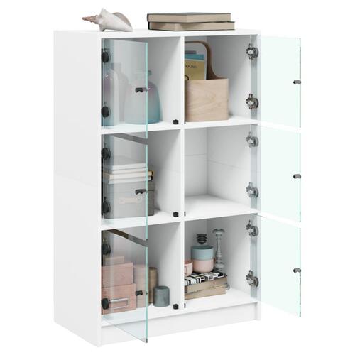 Skab med låger 68x37x109 cm konstrueret træ hvid