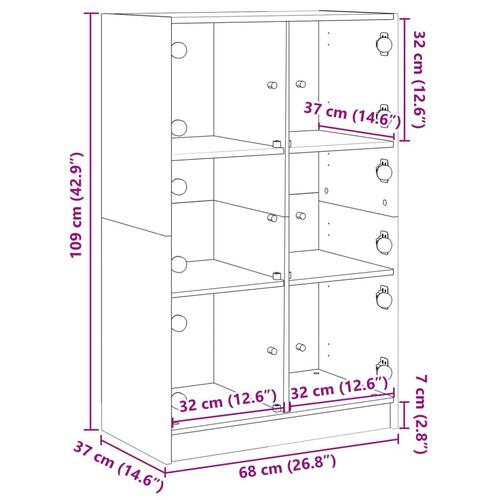 Skab med låger 68x37x109 cm konstrueret træ hvid