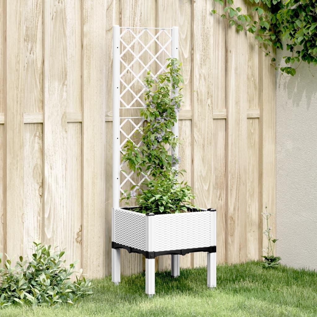 Plantekasse med espalier 40x40x142 cm PP hvid
