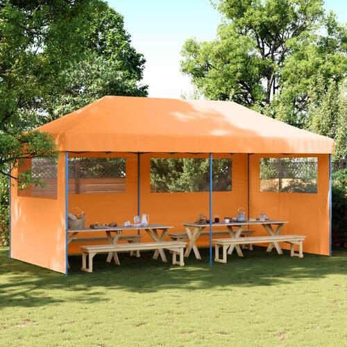 Foldbart pop-up festtelt med 3 sidevægge orange