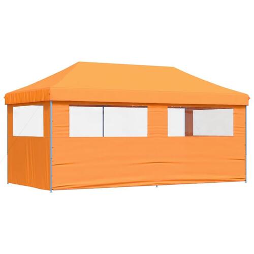 Foldbart pop-up festtelt med 3 sidevægge orange
