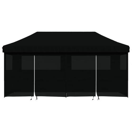 Foldbart pop-up festtelt med 4 sidevægge sort