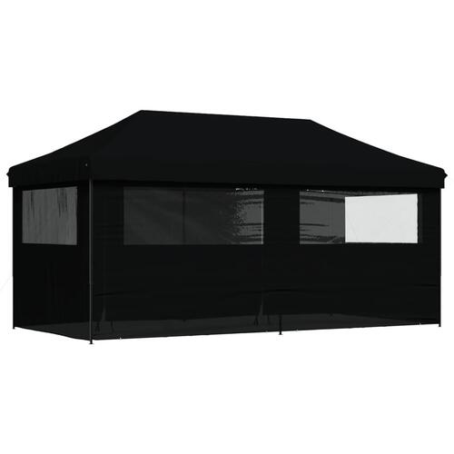 Foldbart pop-up festtelt med 4 sidevægge sort