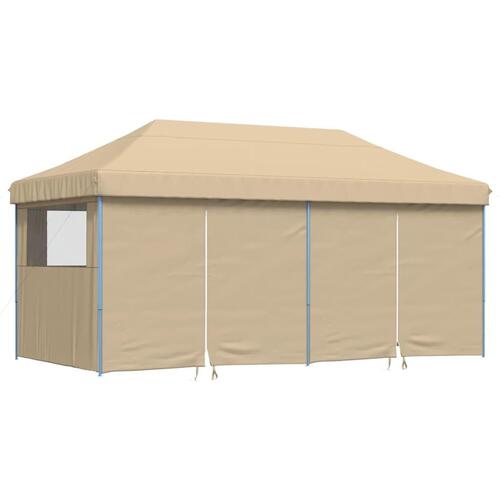 Foldbart pop-up festtelt med 4 sidevægge beige