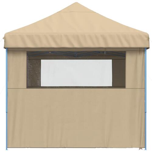Foldbart pop-up festtelt med 4 sidevægge beige