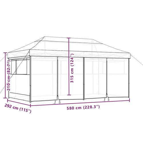 Foldbart pop-up festtelt med 4 sidevægge beige