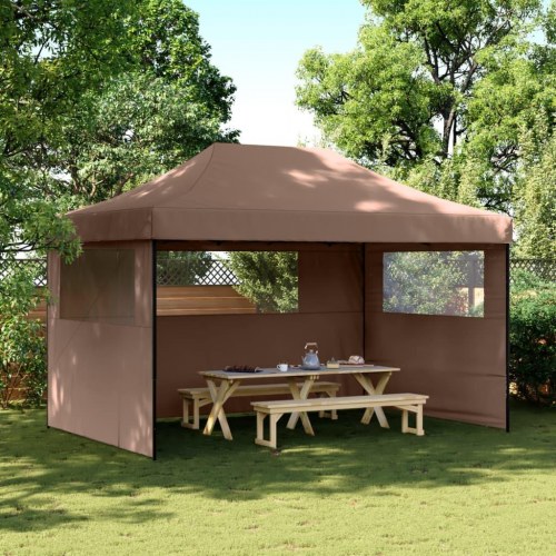 Foldbart pop-up festtelt med 3 sidevægge - brun, 440 × 292 cm