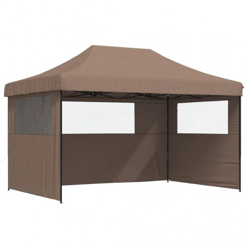 Foldbart pop-up festtelt med 3 sidevægge - brun, 440 × 292 cm