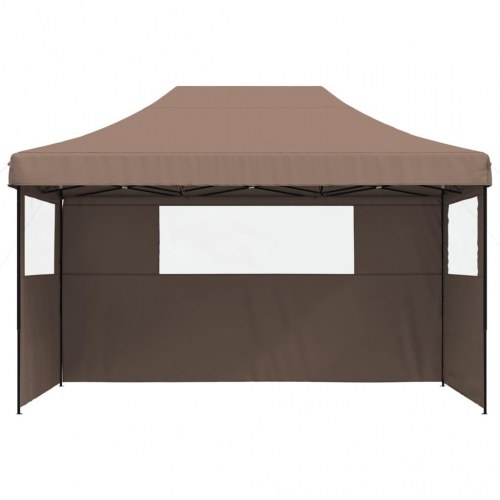 Foldbart pop-up festtelt med 3 sidevægge - brun, 440 × 292 cm