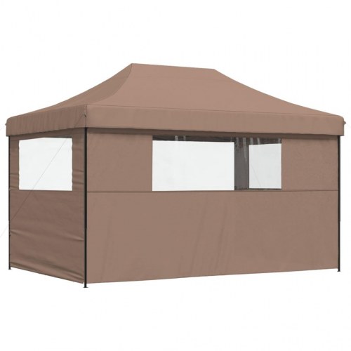 Foldbart pop-up festtelt med 3 sidevægge - brun, 440 × 292 cm