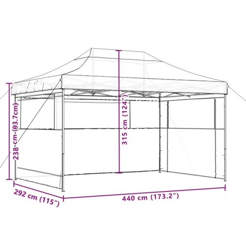 Foldbart pop-up festtelt med 3 sidevægge - brun, 440 × 292 cm