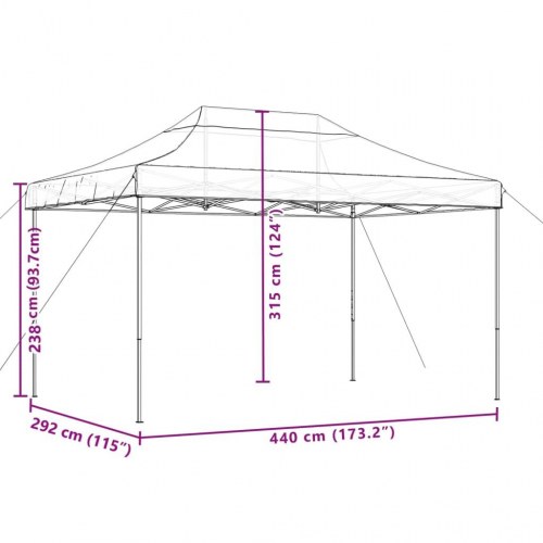 Foldbart pop up-festtelt 440 × 292 × 315 cm - brun