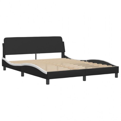 Sengeramme med LED Zadar 160 x 200 cm - hvid/sort