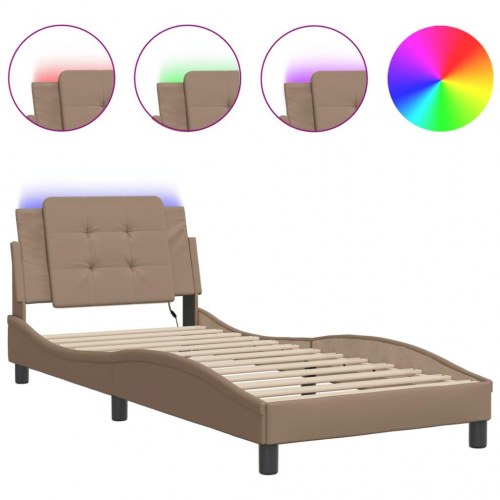 Sengeramme med LED Zadar 90 x 190 cm - cappuccino