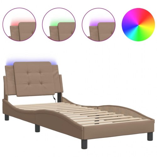 Sengeramme med LED Zadar 100 x 200 cm - cappuccino
