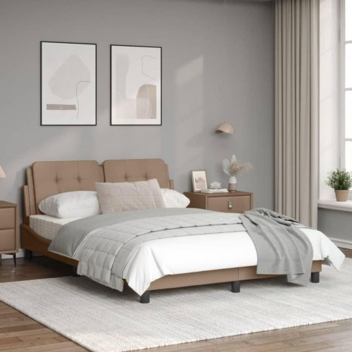 Sengeramme med LED Zadar 140 x 200 cm - cappuccino