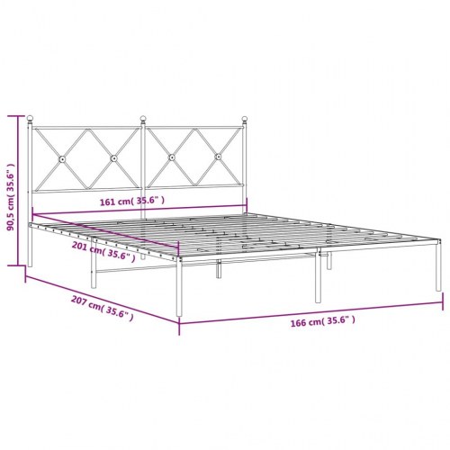 Sengeramme med sengegavl 160x200 cm metal hvid