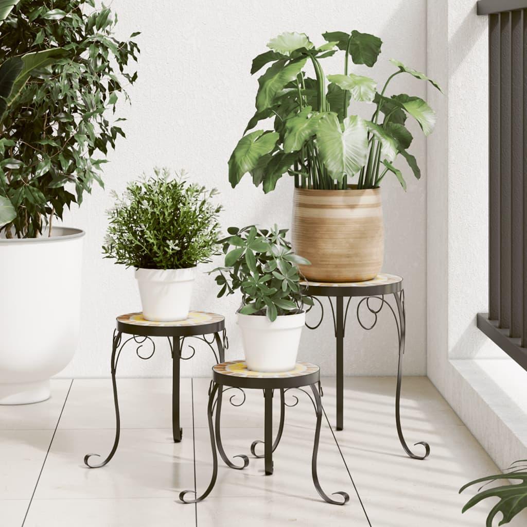 Planteborde 3 stk. keramik terracotta og hvid