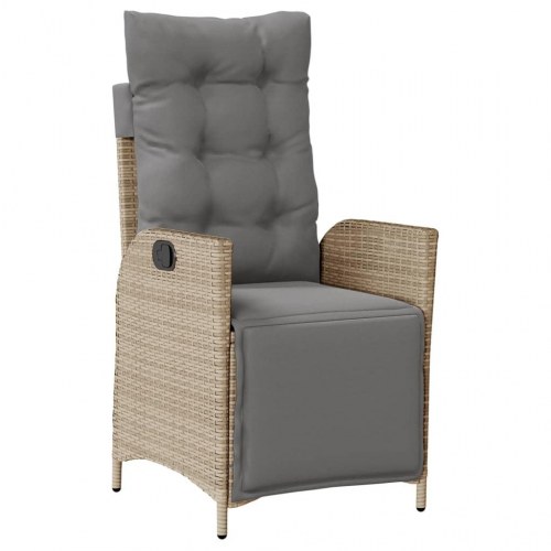 Havestole 2 stk. lænefunktion og fodstøtte polyrattan beige