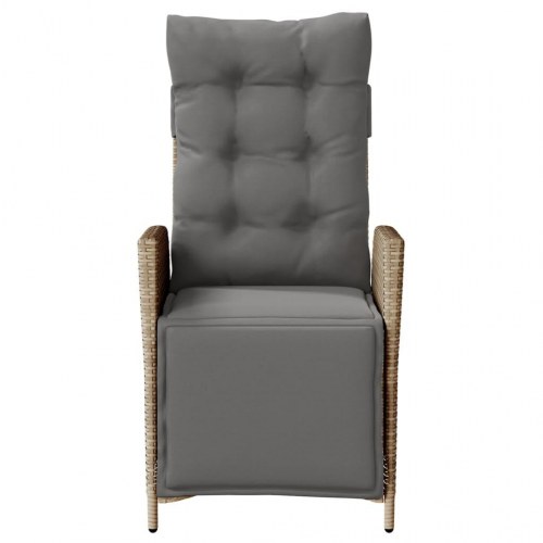 Havestole 2 stk. lænefunktion og fodstøtte polyrattan beige