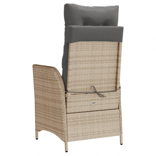 Havestole 2 stk. lænefunktion og fodstøtte polyrattan beige