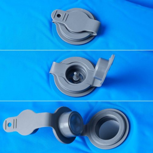 1-personers campingmadras med pude selvoppustelig blå