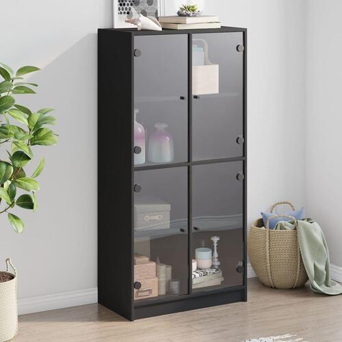 Skab med låger 68x37x142 cm konstrueret træ sort