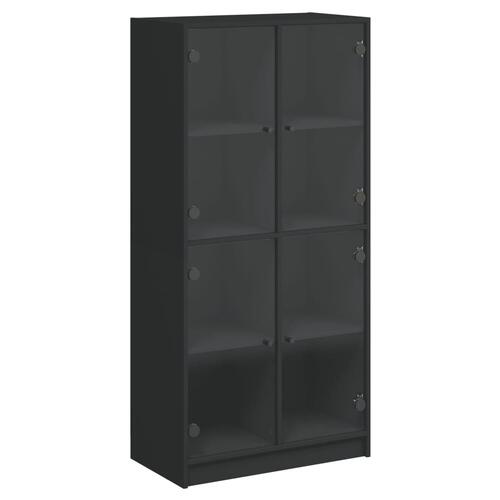 Skab med låger 68x37x142 cm konstrueret træ sort