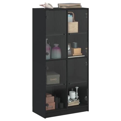 Skab med låger 68x37x142 cm konstrueret træ sort