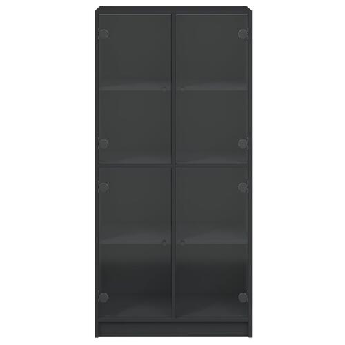 Skab med låger 68x37x142 cm konstrueret træ sort