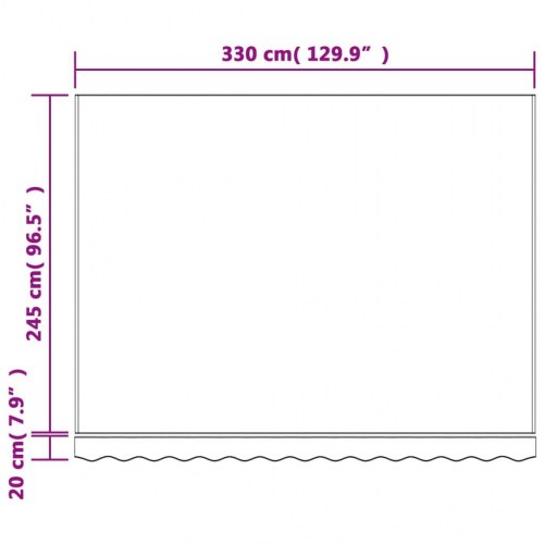 Markisedug 3,5 x 2,5 m - stribet, flerfarvet
