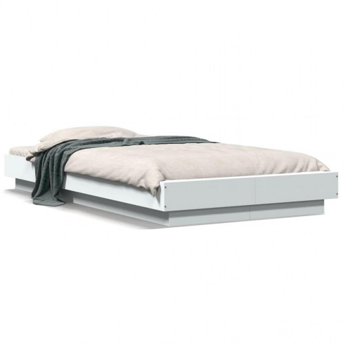 Sengeramme med LED-lys 90 x 190 cm - hvid