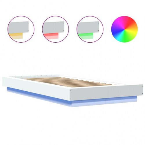 Sengeramme med LED-lys 90 x 190 cm - hvid