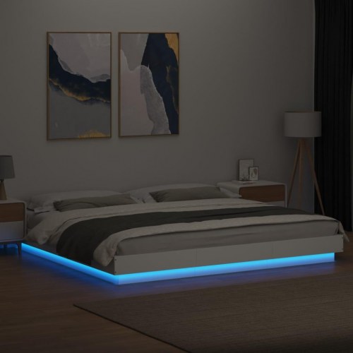 Sengeramme med LED-lys 180 x 200 cm - hvid