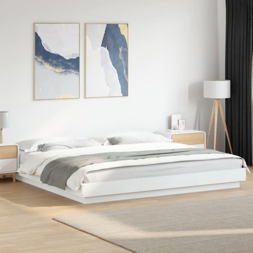 Sengeramme med LED-lys 180 x 200 cm - hvid