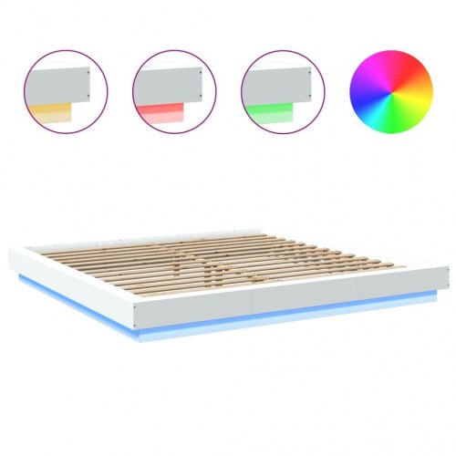 Sengeramme med LED-lys 180 x 200 cm - hvid
