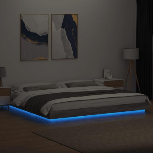 Sengeramme med LED-lys 180 x 200 cm - grå sonoma-eg