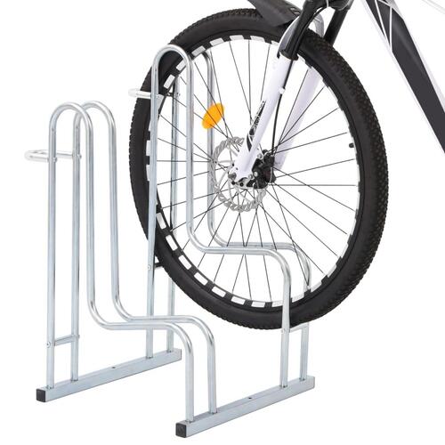 Cykelstativ til 2 cykler fritstående galvaniseret stål