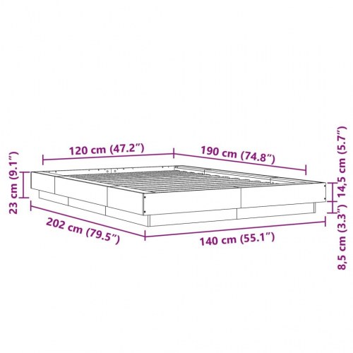 Sengestel 120 x 190 cm med lameller - sonoma-eg