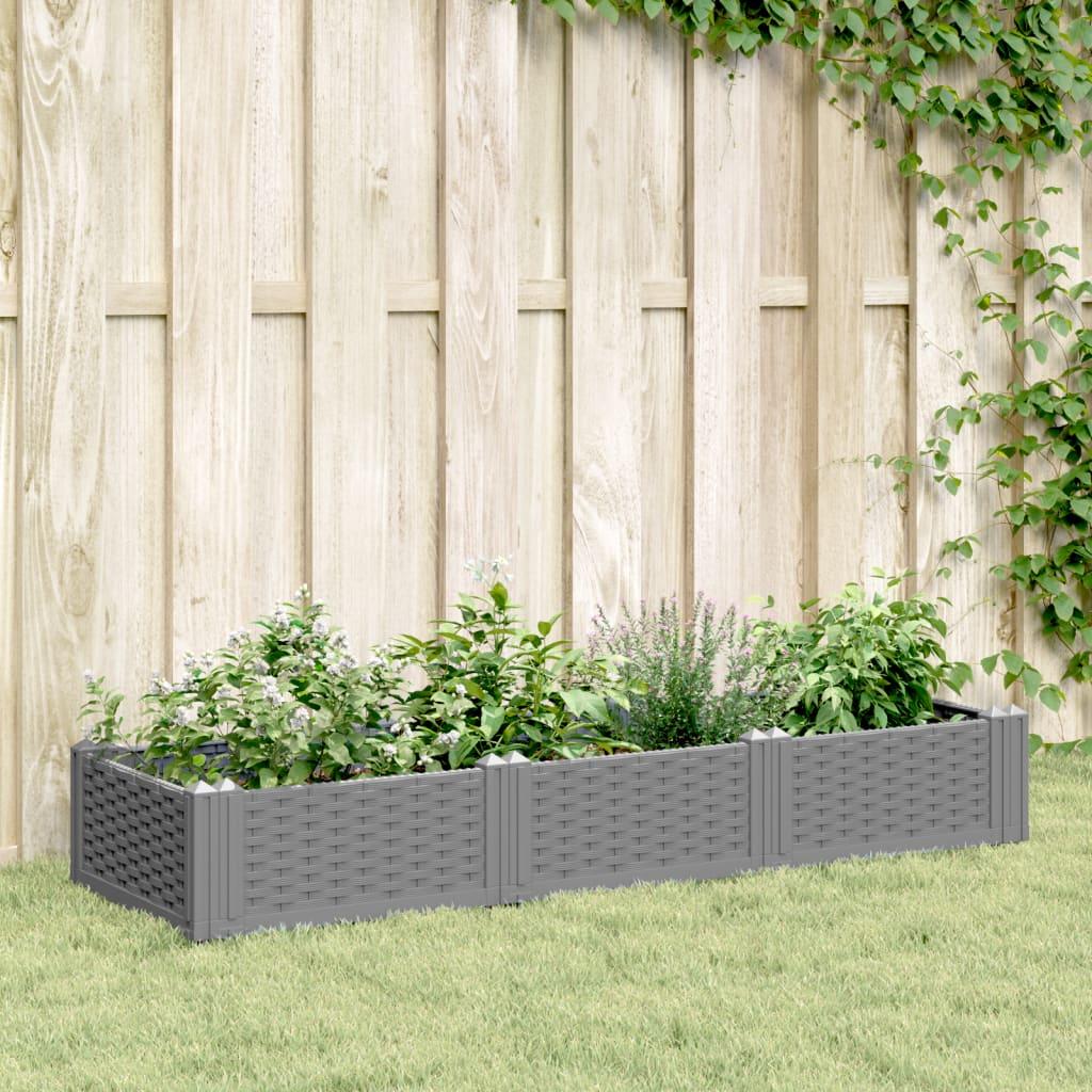 Plantekasse Med Spyd 125x40x28 Lysegrå