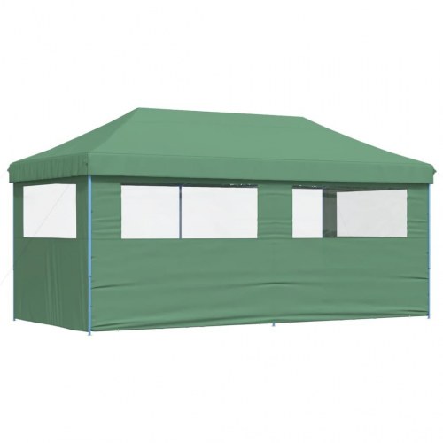 Foldbart pop-up festtelt med 4 sidevægge - grøn, 580 × 292 cm